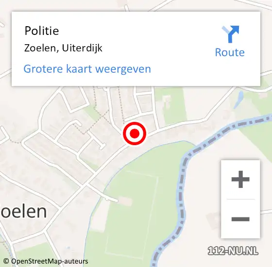 Locatie op kaart van de 112 melding: Politie Zoelen, Uiterdijk op 4 mei 2022 15:24