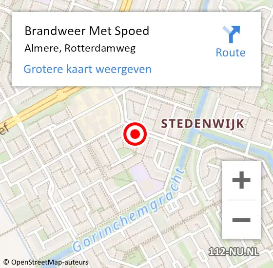 Locatie op kaart van de 112 melding: Brandweer Met Spoed Naar Almere, Rotterdamweg op 4 mei 2022 15:33