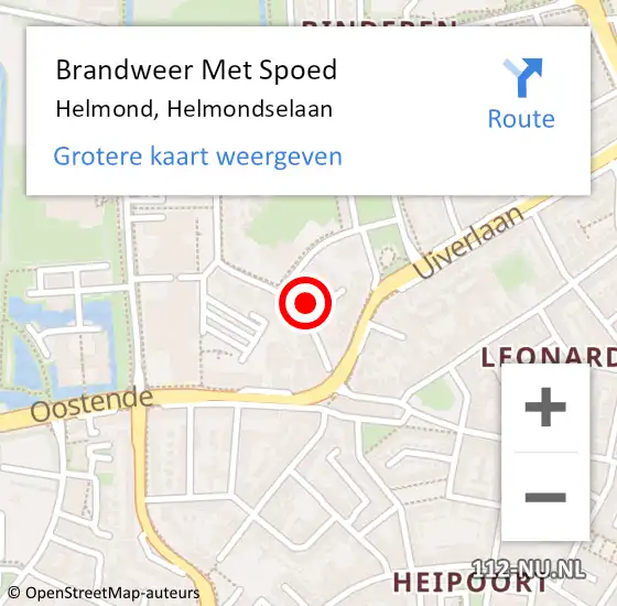 Locatie op kaart van de 112 melding: Brandweer Met Spoed Naar Helmond, Helmondselaan op 4 mei 2022 15:43