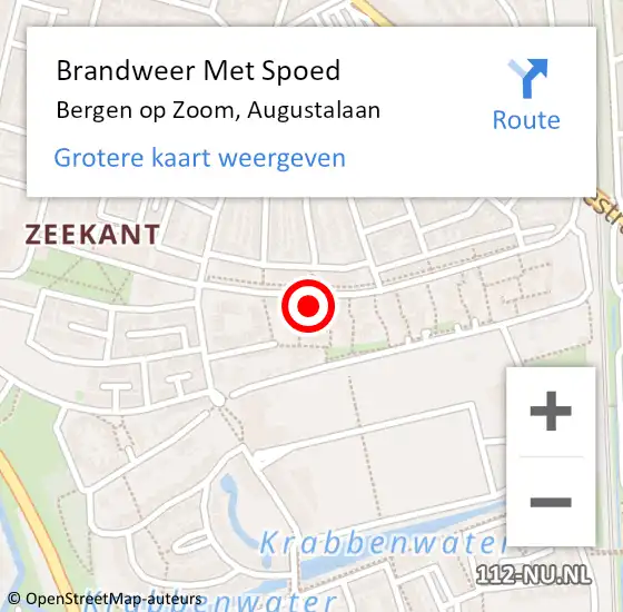 Locatie op kaart van de 112 melding: Brandweer Met Spoed Naar Bergen op Zoom, Augustalaan op 4 mei 2022 16:13