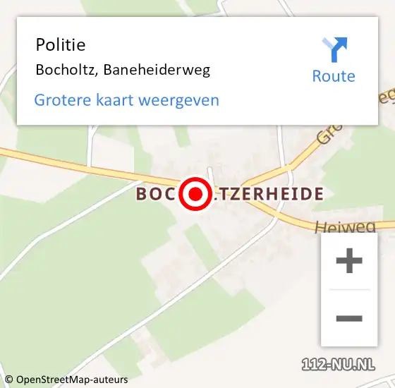 Locatie op kaart van de 112 melding: Politie Bocholtz, Baneheiderweg op 4 mei 2022 16:15