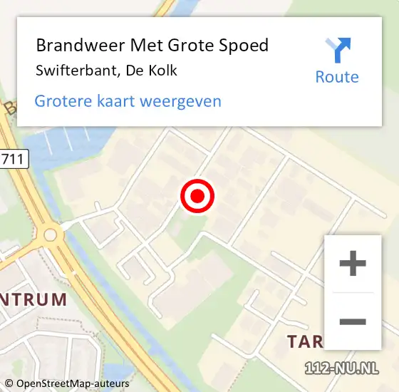 Locatie op kaart van de 112 melding: Brandweer Met Grote Spoed Naar Swifterbant, De Kolk op 4 mei 2022 16:28