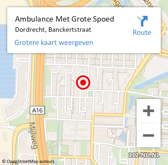 Locatie op kaart van de 112 melding: Ambulance Met Grote Spoed Naar Dordrecht, Banckertstraat op 4 mei 2022 16:40