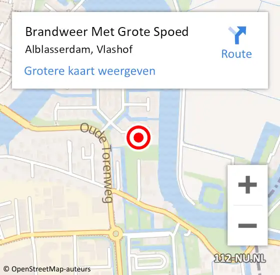 Locatie op kaart van de 112 melding: Brandweer Met Grote Spoed Naar Alblasserdam, Vlashof op 4 mei 2022 17:11