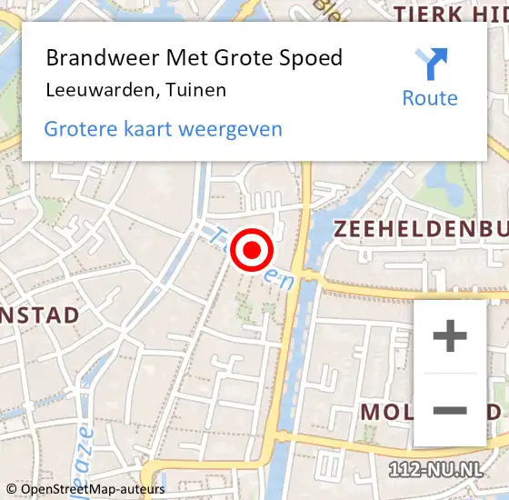 Locatie op kaart van de 112 melding: Brandweer Met Grote Spoed Naar Leeuwarden, Tuinen op 4 mei 2022 17:11