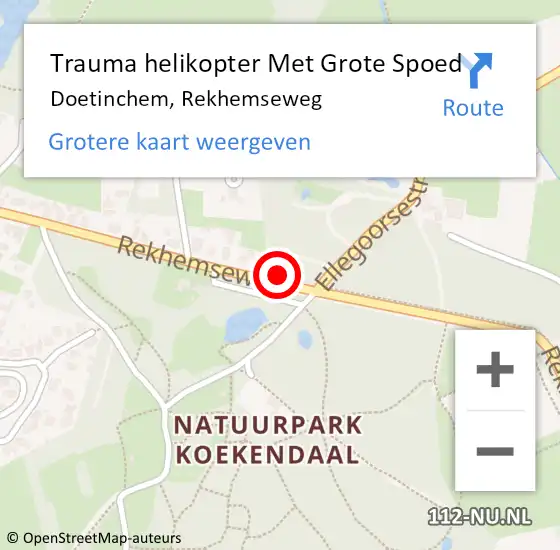 Locatie op kaart van de 112 melding: Trauma helikopter Met Grote Spoed Naar Doetinchem, Rekhemseweg op 4 mei 2022 17:21