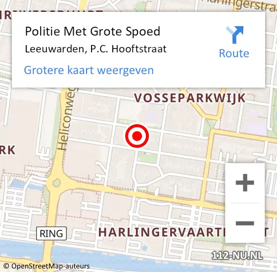 Locatie op kaart van de 112 melding: Politie Met Grote Spoed Naar Leeuwarden, P.C. Hooftstraat op 4 mei 2022 17:29