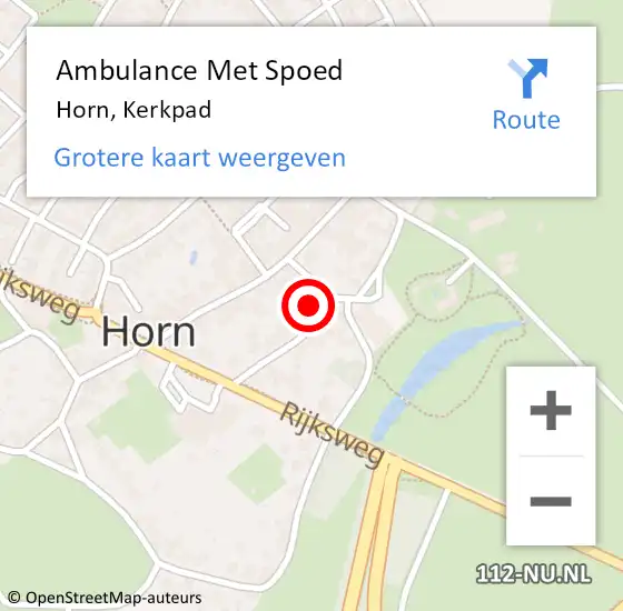 Locatie op kaart van de 112 melding: Ambulance Met Spoed Naar Horn, Kerkpad op 4 mei 2022 17:45