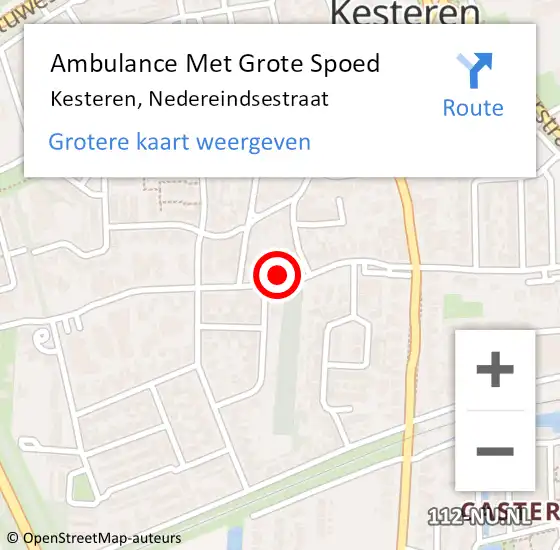 Locatie op kaart van de 112 melding: Ambulance Met Grote Spoed Naar Kesteren, Nedereindsestraat op 4 mei 2022 17:59