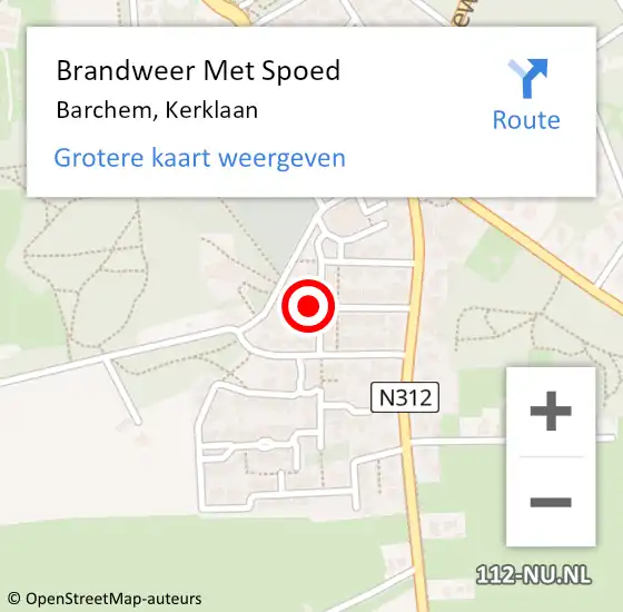 Locatie op kaart van de 112 melding: Brandweer Met Spoed Naar Barchem, Kerklaan op 4 mei 2022 18:15