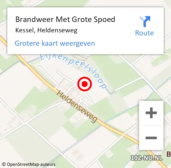 Locatie op kaart van de 112 melding: Brandweer Met Grote Spoed Naar Kessel, Heldenseweg op 4 mei 2022 18:21