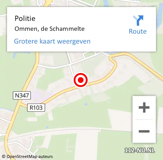 Locatie op kaart van de 112 melding: Politie Ommen, de Schammelte op 4 mei 2022 18:33