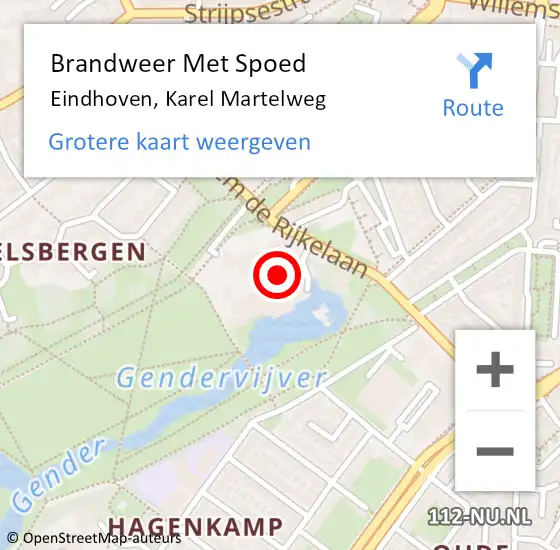 Locatie op kaart van de 112 melding: Brandweer Met Spoed Naar Eindhoven, Karel Martelweg op 4 mei 2022 18:40