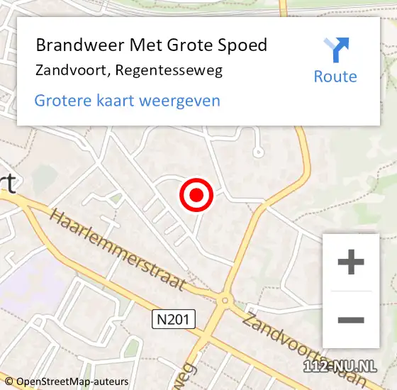 Locatie op kaart van de 112 melding: Brandweer Met Grote Spoed Naar Zandvoort, Regentesseweg op 4 mei 2022 19:01