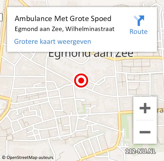 Locatie op kaart van de 112 melding: Ambulance Met Grote Spoed Naar Egmond aan Zee, Wilhelminastraat op 4 mei 2022 19:03