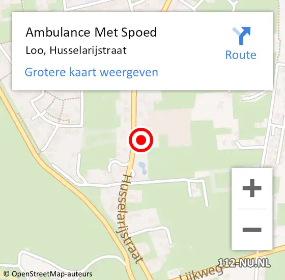 Locatie op kaart van de 112 melding: Ambulance Met Spoed Naar Loo, Husselarijstraat op 4 mei 2022 19:22