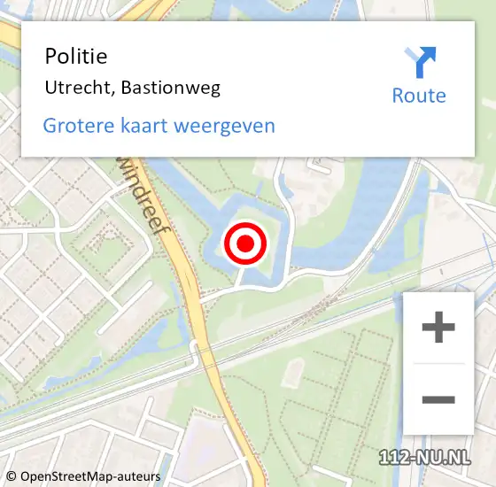 Locatie op kaart van de 112 melding: Politie Utrecht, Bastionweg op 4 mei 2022 20:04