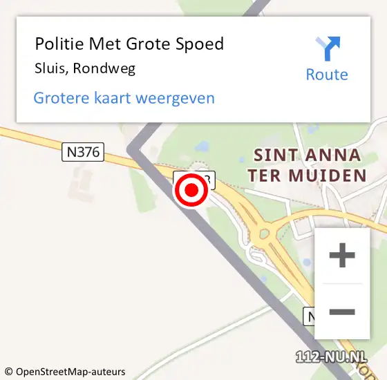 Locatie op kaart van de 112 melding: Politie Met Grote Spoed Naar Sluis, Rondweg op 4 mei 2022 20:05