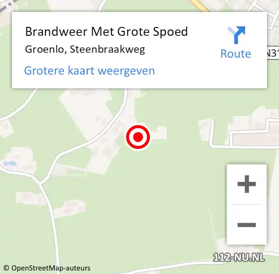 Locatie op kaart van de 112 melding: Brandweer Met Grote Spoed Naar Groenlo, Steenbraakweg op 4 mei 2022 20:12