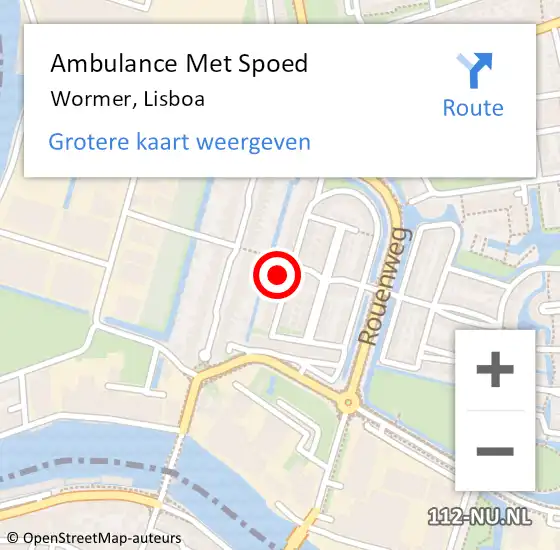 Locatie op kaart van de 112 melding: Ambulance Met Spoed Naar Wormer, Lisboa op 4 mei 2022 20:17