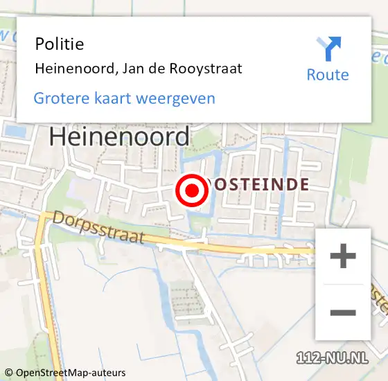 Locatie op kaart van de 112 melding: Politie Heinenoord, Jan de Rooystraat op 4 mei 2022 20:32