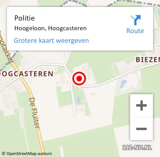 Locatie op kaart van de 112 melding: Politie Hoogeloon, Hoogcasteren op 4 mei 2022 20:39