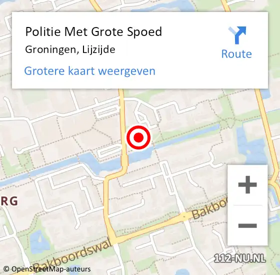 Locatie op kaart van de 112 melding: Politie Met Grote Spoed Naar Groningen, Lijzijde op 4 mei 2022 21:12