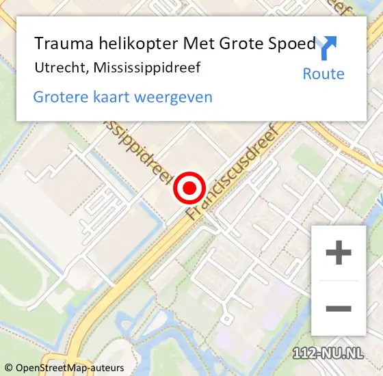 Locatie op kaart van de 112 melding: Trauma helikopter Met Grote Spoed Naar Utrecht, Mississippidreef op 4 mei 2022 21:23