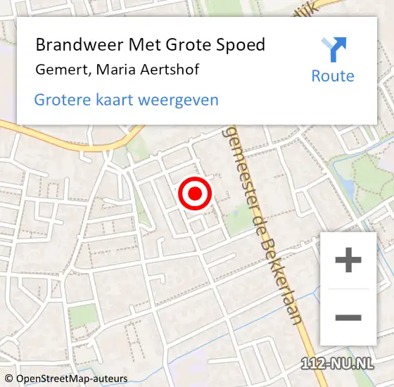 Locatie op kaart van de 112 melding: Brandweer Met Grote Spoed Naar Gemert, Maria Aertshof op 4 mei 2022 21:24