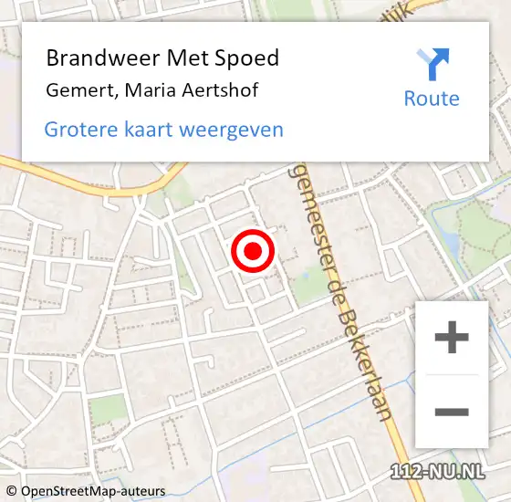 Locatie op kaart van de 112 melding: Brandweer Met Spoed Naar Gemert, Maria Aertshof op 4 mei 2022 21:24