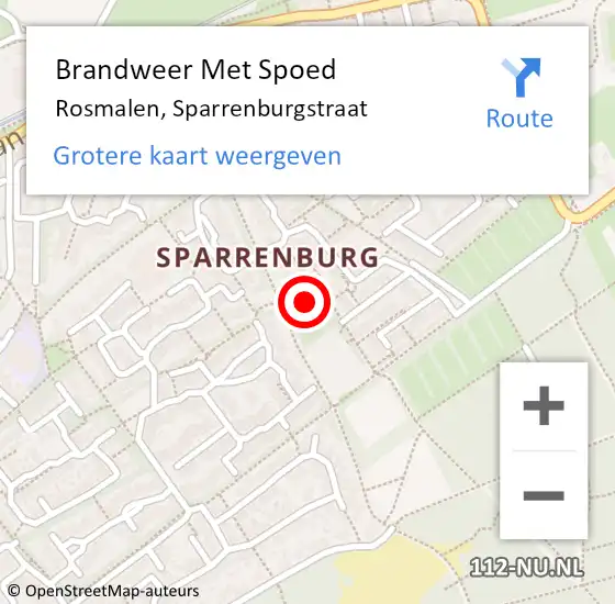 Locatie op kaart van de 112 melding: Brandweer Met Spoed Naar Rosmalen, Sparrenburgstraat op 4 mei 2022 21:26