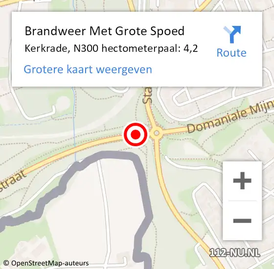 Locatie op kaart van de 112 melding: Brandweer Met Grote Spoed Naar Kerkrade, N300 hectometerpaal: 4,2 op 4 mei 2022 21:31
