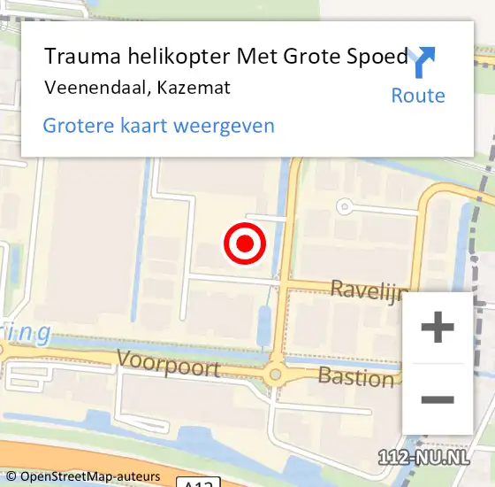 Locatie op kaart van de 112 melding: Trauma helikopter Met Grote Spoed Naar Veenendaal, Kazemat op 4 mei 2022 21:34