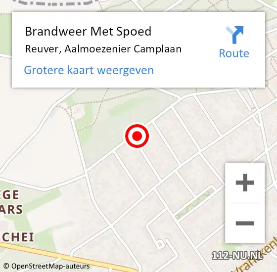 Locatie op kaart van de 112 melding: Brandweer Met Spoed Naar Reuver, Aalmoezenier Camplaan op 4 mei 2022 21:44