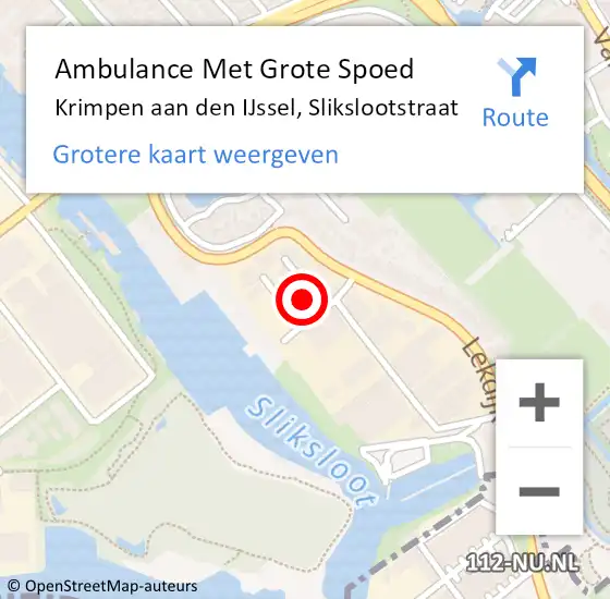 Locatie op kaart van de 112 melding: Ambulance Met Grote Spoed Naar Krimpen aan den IJssel, Slikslootstraat op 4 mei 2022 21:56