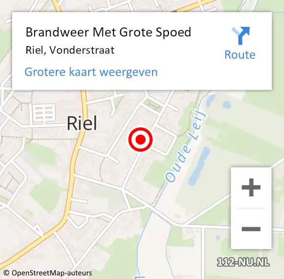 Locatie op kaart van de 112 melding: Brandweer Met Grote Spoed Naar Riel, Vonderstraat op 4 mei 2022 22:22