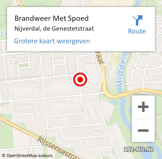 Locatie op kaart van de 112 melding: Brandweer Met Spoed Naar Nijverdal, de Genestetstraat op 4 mei 2022 22:45