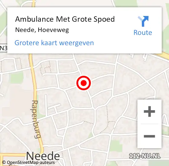 Locatie op kaart van de 112 melding: Ambulance Met Grote Spoed Naar Neede, Hoeveweg op 16 juli 2014 13:18