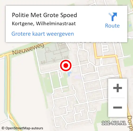 Locatie op kaart van de 112 melding: Politie Met Grote Spoed Naar Kortgene, Wilhelminastraat op 4 mei 2022 22:47