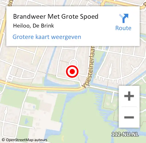 Locatie op kaart van de 112 melding: Brandweer Met Grote Spoed Naar Heiloo, De Brink op 4 mei 2022 22:53