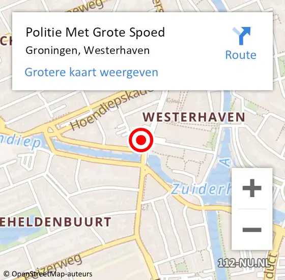 Locatie op kaart van de 112 melding: Politie Met Grote Spoed Naar Groningen, Westerhaven op 4 mei 2022 23:04