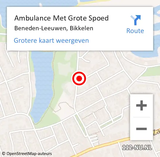 Locatie op kaart van de 112 melding: Ambulance Met Grote Spoed Naar Beneden-Leeuwen, Bikkelen op 4 mei 2022 23:13