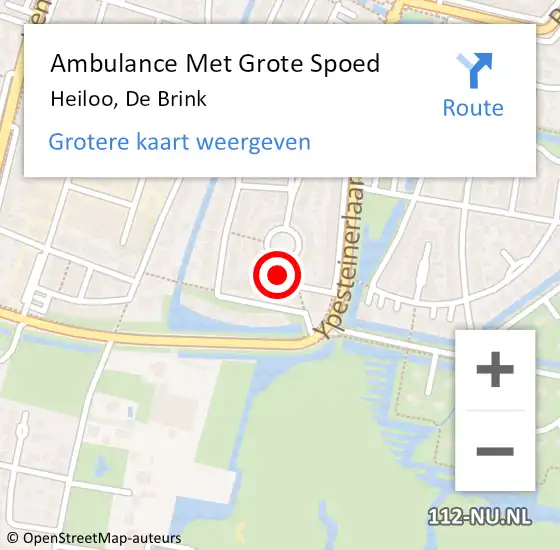 Locatie op kaart van de 112 melding: Ambulance Met Grote Spoed Naar Heiloo, De Brink op 4 mei 2022 23:14