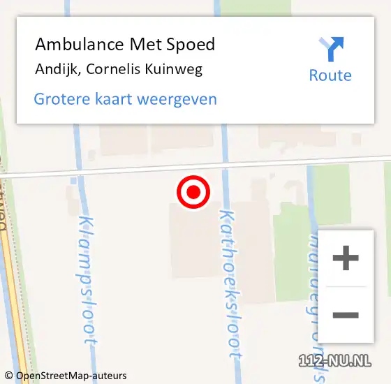 Locatie op kaart van de 112 melding: Ambulance Met Spoed Naar Andijk, Cornelis Kuinweg op 4 mei 2022 23:15
