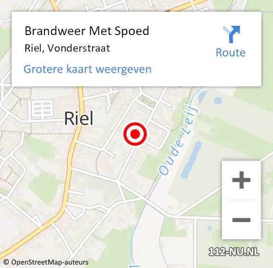 Locatie op kaart van de 112 melding: Brandweer Met Spoed Naar Riel, Vonderstraat op 4 mei 2022 23:22