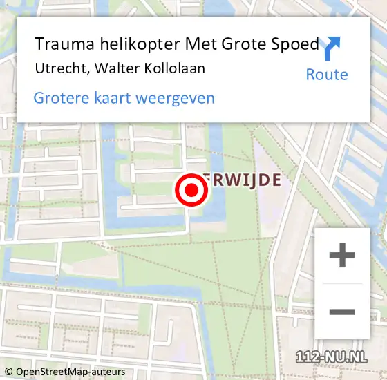 Locatie op kaart van de 112 melding: Trauma helikopter Met Grote Spoed Naar Utrecht, Walter Kollolaan op 4 mei 2022 23:23