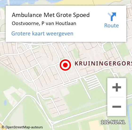 Locatie op kaart van de 112 melding: Ambulance Met Grote Spoed Naar Oostvoorne, P van Houtlaan op 5 mei 2022 00:08