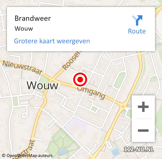 Locatie op kaart van de 112 melding: Brandweer Wouw op 5 mei 2022 01:32