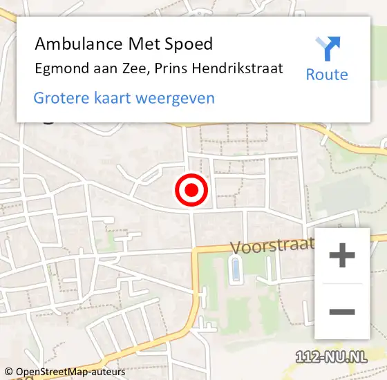 Locatie op kaart van de 112 melding: Ambulance Met Spoed Naar Egmond aan Zee, Prins Hendrikstraat op 5 mei 2022 01:42