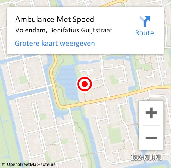 Locatie op kaart van de 112 melding: Ambulance Met Spoed Naar Volendam, Bonifatius Guijtstraat op 5 mei 2022 01:46